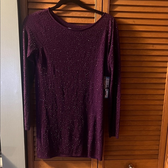 Alice + Olivia Sparkling Purple Long Sleeve Dress - Picture 3 of 6